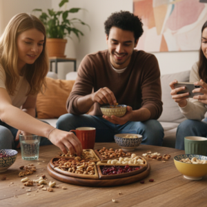 Round Divided Wooden Serving Tray