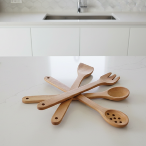 Olive wood kitchen utensil set