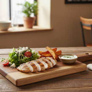 Rectangular Wooden Cutting and Serving Board with Handle