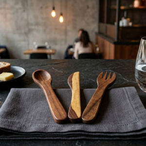 One Shot Wooden Cutlery Set (Spoon, Fork, and Knife)